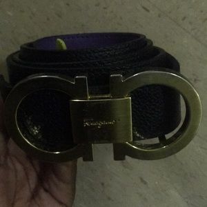 Black / Purple Ferragamo Reversible Belt